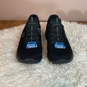 Skechers Black Athletic Shoes with Lace-Up Design and Mesh Upper
